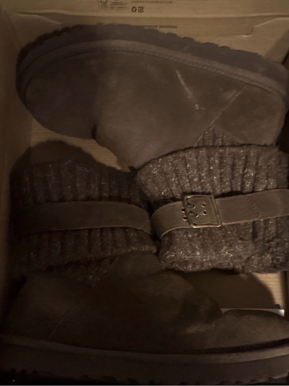 UGG Women's Chocolate Brown Knit-Cuff Suede Winter Boots